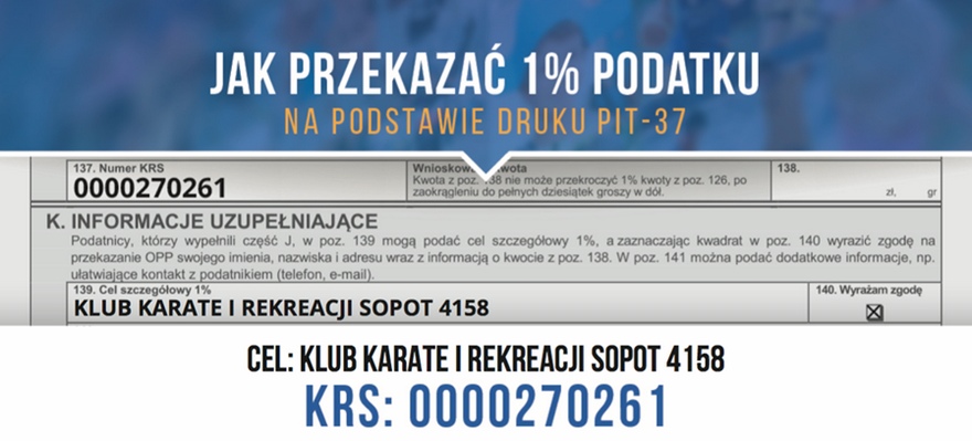 Przekaż 1% podatku na działalność naszego Klubu.